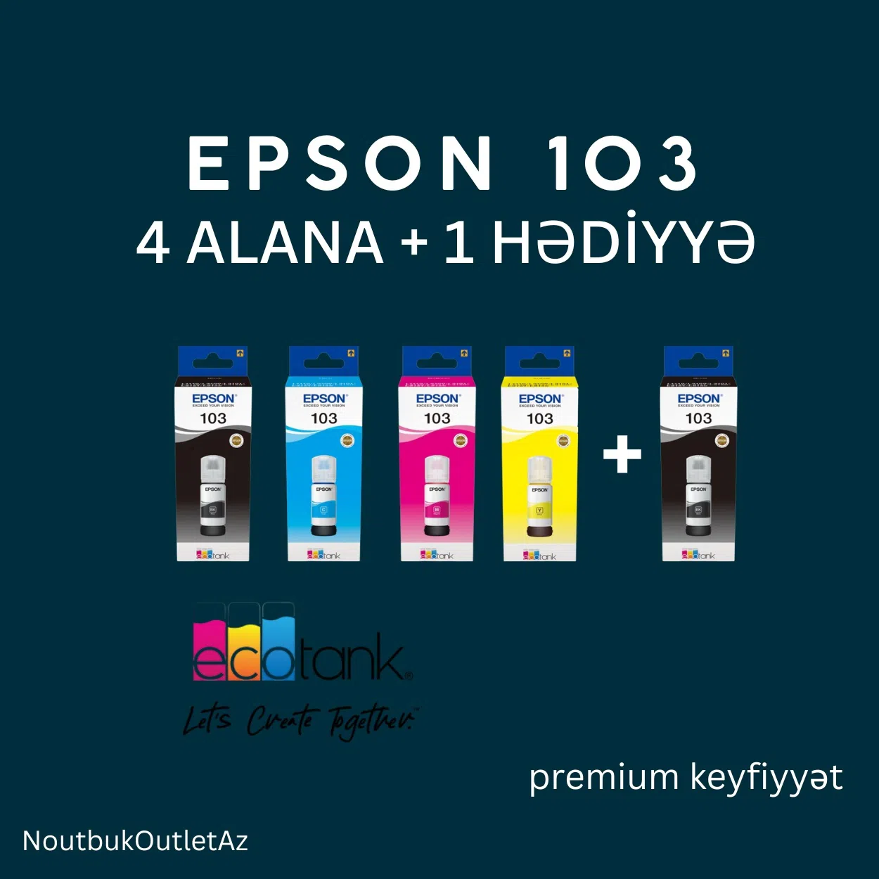 Epson 103 Printer Mürəkkəbi Dəsti (4 Alana 1 Hədiyyə) - Tenderyard