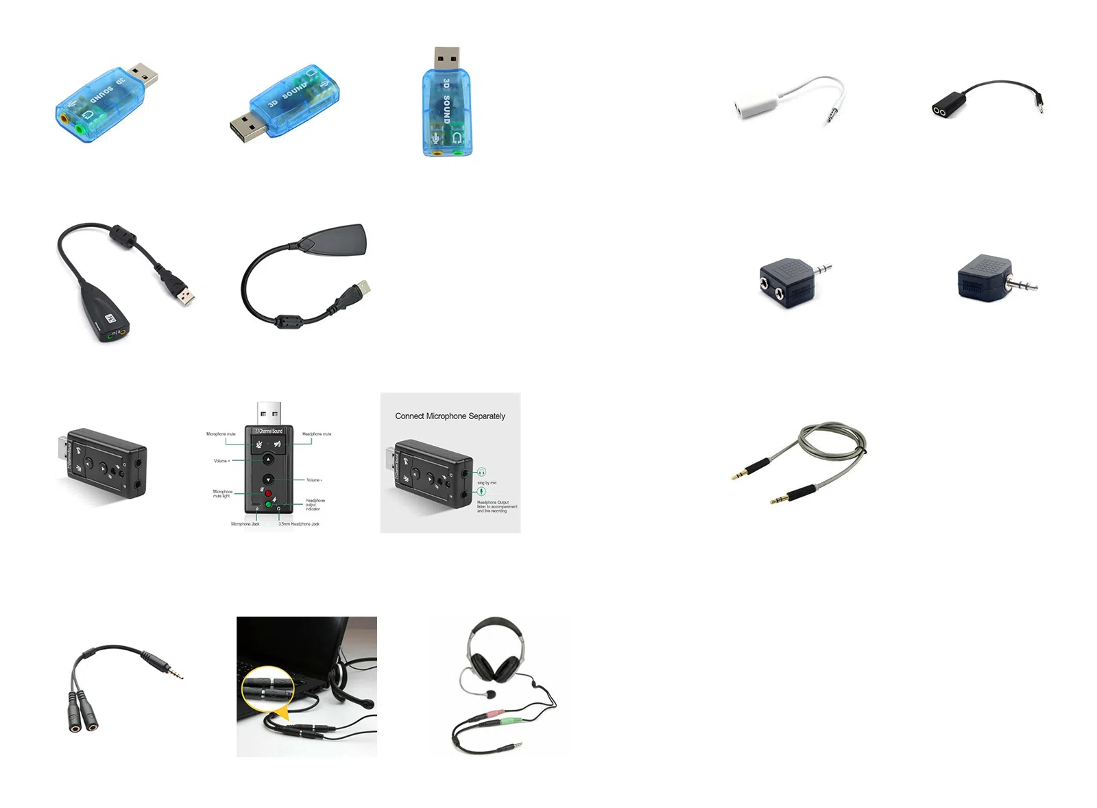 Audio Aksesuarları - AUX, USB Səs Kartları, Adapterlər - Tenderyard